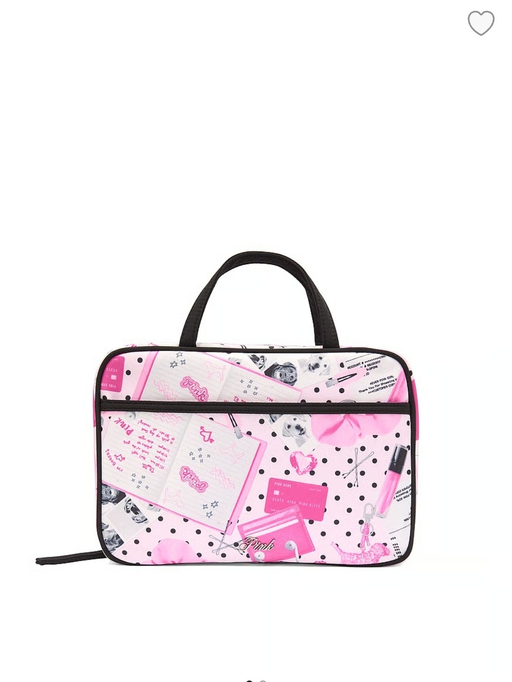 Pink Patterned Tote Bag with Black Trim - Unbranded
